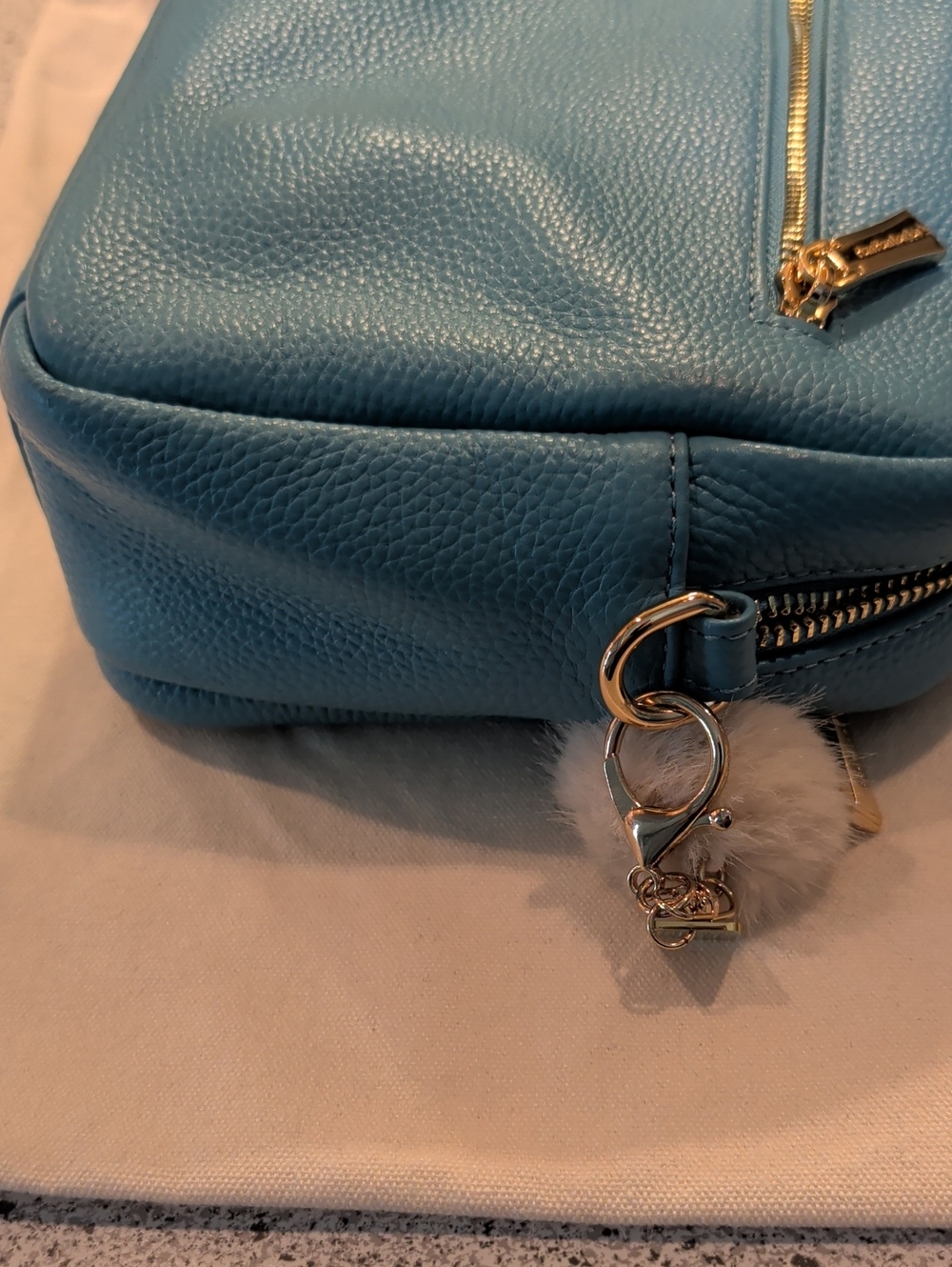 Pom Pom London Cabana Blue Original Plus Leather Crossbody Bag w/ Accessories - Picture 15 of 16